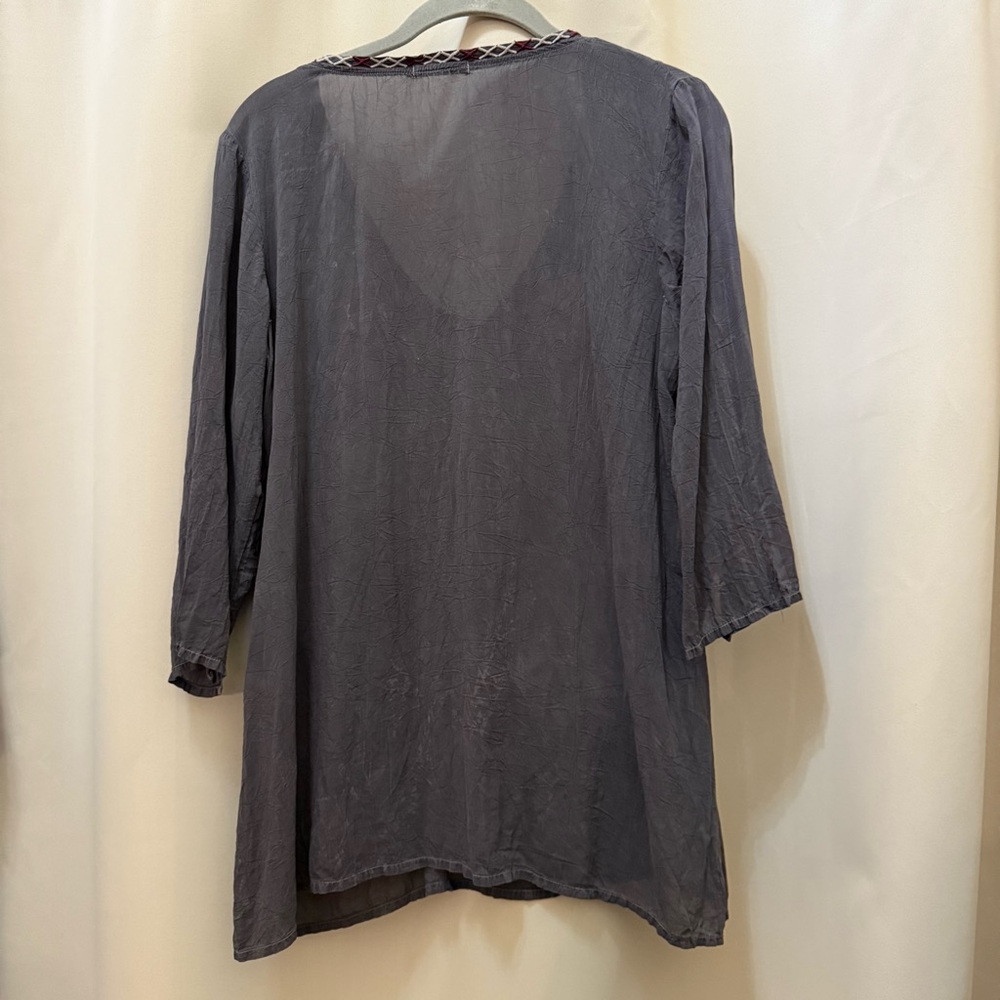 Johnny Was Gray Tunic with Multicolor Embroidery - Picture 8 of 16